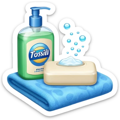 Soap, washcloth and shampoo sticker