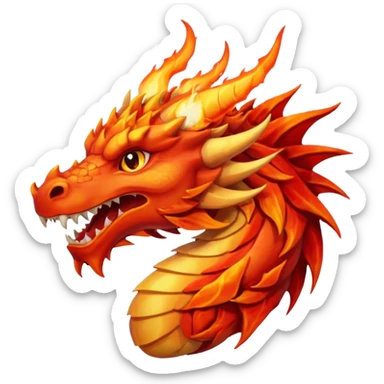 Fire dragon breathing fire, simplified Google Facebook art style, Only head, no lower body. sticker