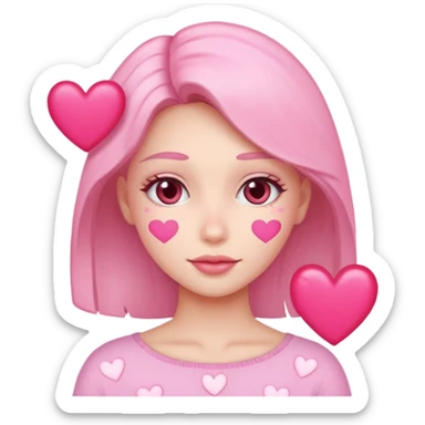 mujer con corazones rosas sticker