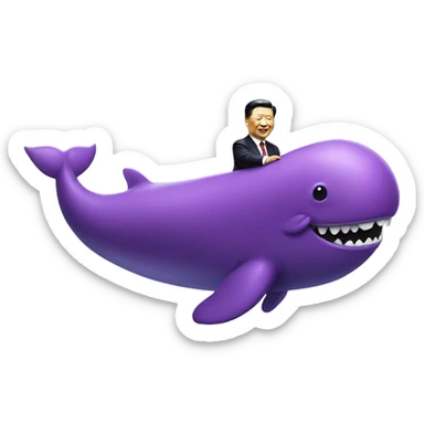 xi jinping riding purple whale sticker