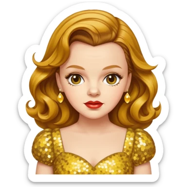Judy Garland with long golden brown hair, yellow sequin dress sticker