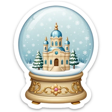 vintage rococo beige dainty floral snow globe sticker