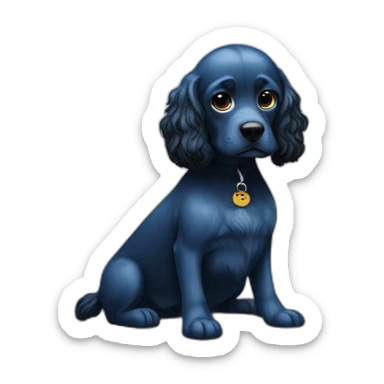 blue-hair-with-black-cocker-sit-on-couch sticker