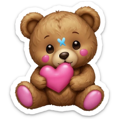 teddy bear giving a kiss sticker