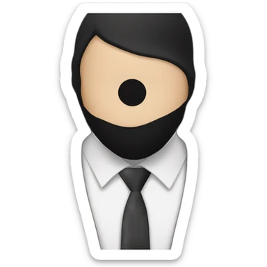 man in black suit and black balaclava with 3 holes sticker
