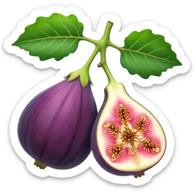 Please create a emoji of a cross-section of a fig with a small leaf sticker