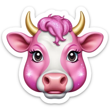 drag queen cow glitter pink sticker