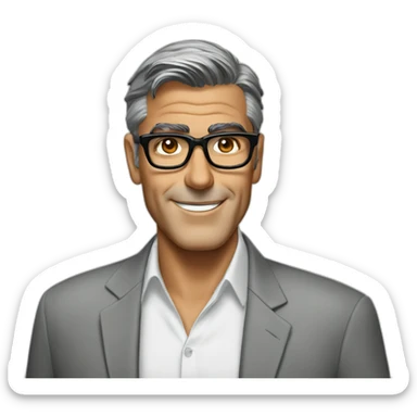 George clooney wearing glasses white shirt sticker