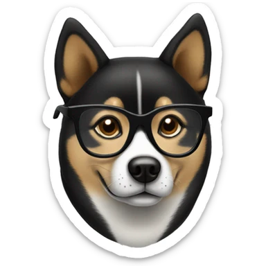 Black Shiba Inu wearing glasses  sticker