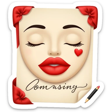 handwritten note with a kiss elegant sticker