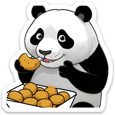 Panda eating chicken nuggets  sticker