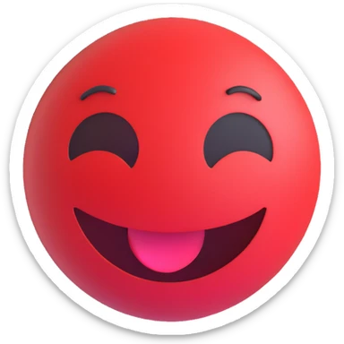 3D smiley emoji, round shape, red color, with text 'imádom', fan face sticker