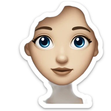 Beautiful woman, white skin, big eyes, blue eyes, dark hair, long hair, wavy hair sticker