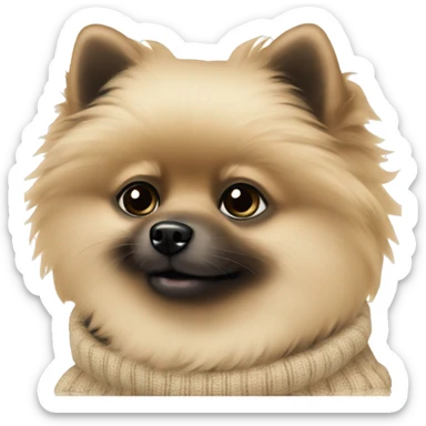 A black pomeranian in a beige sweater sticker