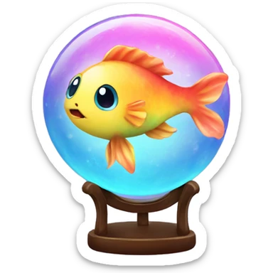 Kawaii colorful baby fish in a tie dye globe sticker
