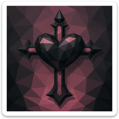 BLACKPINK-inspired gothic object, faceted and stylish, black and pink theme, polygonal style sticker