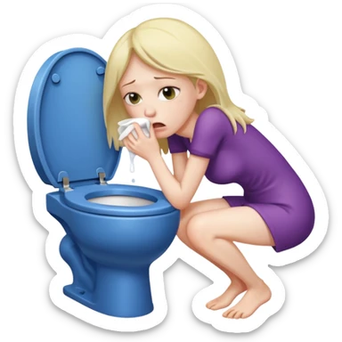 woman very skinny pewking inside toilet sticker