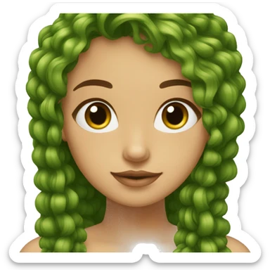 Chica morena con el pelo rizado y castaño con ojos verdes sticker