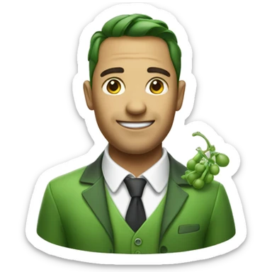 a pea dressed in smart casual sticker