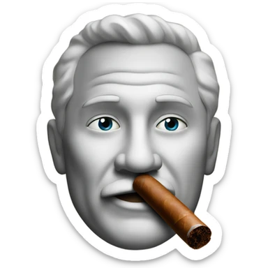 A man smoking a cigar. At the end of the cigar are two orbs. sticker