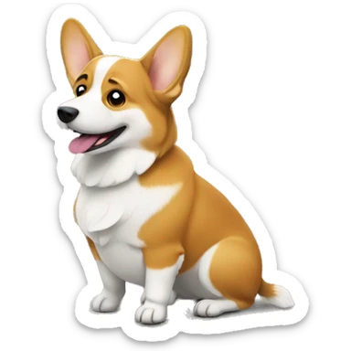 Corgi dog peeing on the street sticker
