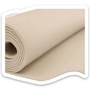 A cream coloured yoga mat that is folded up  sticker