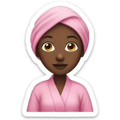 Black girl in pink robe sticker