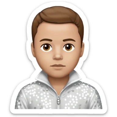 Brian Harvey from East 17 with light skin, brown hair, white sequin outfit sticker