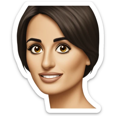Penelope cruz with dark brown hair bob sticker
