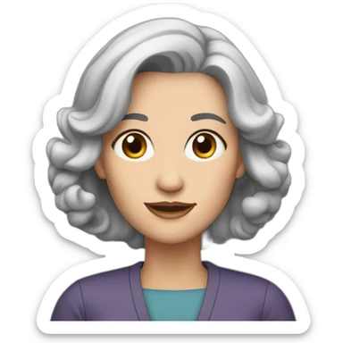 Woman at 40s, white skin, grey hair, big black eyes sticker