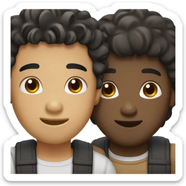 Two young men raising their right hand up one is blonde brown eyes and one is black hair brown eyes and a bit tan sticker
