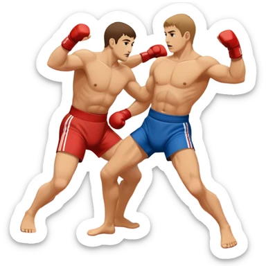 An icon symbolizing Sambo, with two fighters in a dynamic grappling stance. One is attempting a throw, while the other defends. The background features a wrestling mat and subtle elements of Russian martial arts culture. Transparent background highlights the power and strategy of the sport sticker