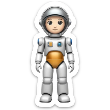 retro robot Astronaut in white EVA suit with silver visor helmet sticker