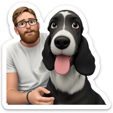 boy with dog indoors sticker