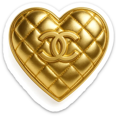 Chanel heart metallic gold quilted pattern Chanel-inspired chic and sophisticated sticker