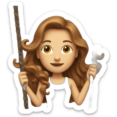 lady with Long brownn Hair on a swing sticker