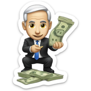Netanyahu offering money sticker