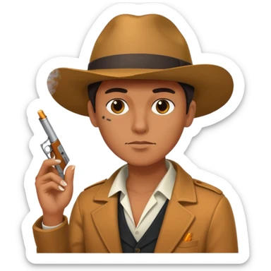 Smoking cigarette, holding gun sticker
