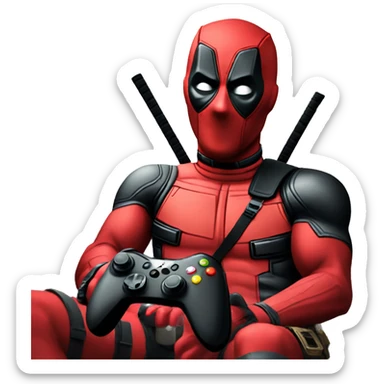 Deadpool holding xbox controller sticker