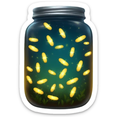 Realistic glowing jar filled with fireflies sticker