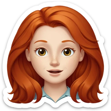 Long haired redhead winking wirh right eye sticker