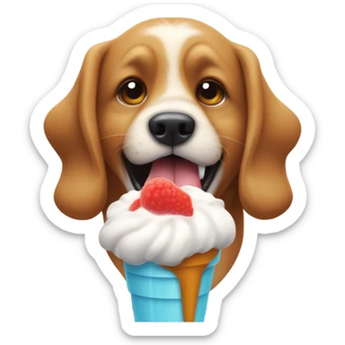 Perro comiendo helado sticker