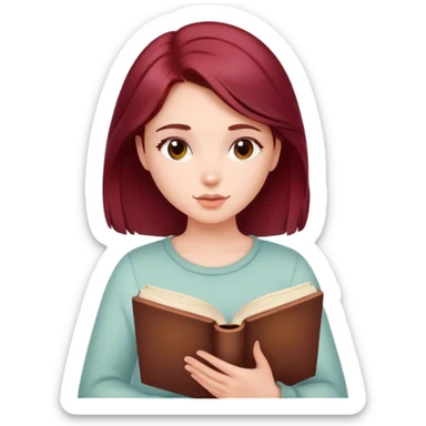 A beautiful, burgundy haired girl reading a book sticker
