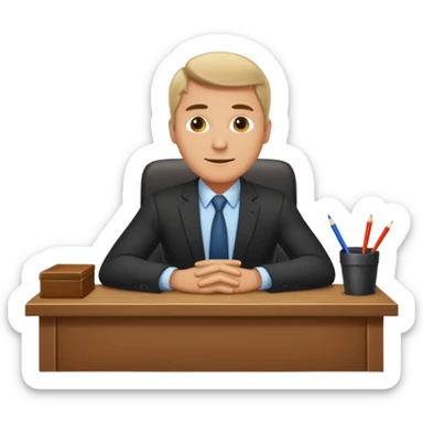 Business man sitting at a desk sticker