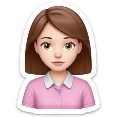 Pale girl brown hair and wearing pink and white shirt sticker