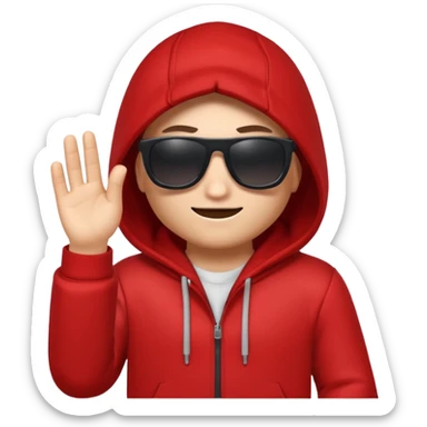 stylized emoji of a Roblox character in a red hoodie and sunglasses, with a hacker vibe sticker