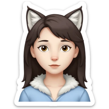 Femboy au cheveux marron foncé avec des oreilles de lynx blanc sticker