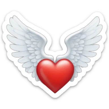 Red heart with angel wings sticker