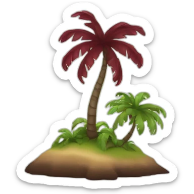 burgundy coloured palm, on a small island sticker