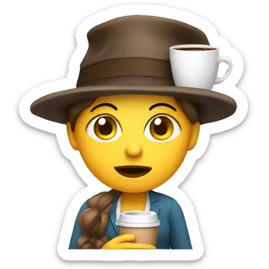 exhausted female teacher with crazy hat and coffee in her hand sticker